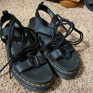 Ankle wrap black doc sandals:)